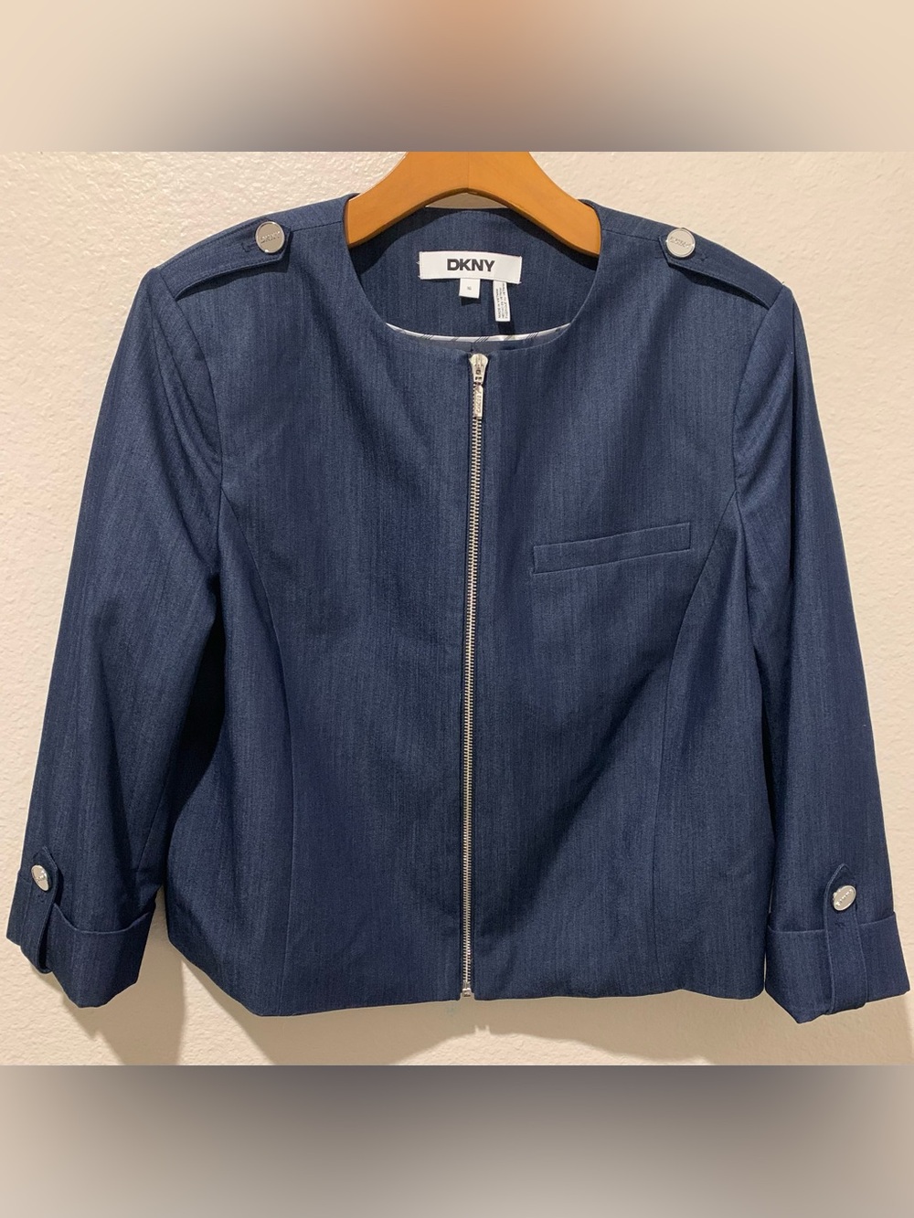 DKNY  Navy Zip-Front Blazer Jacket